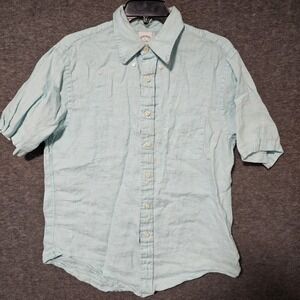 Brooks‎ Brothers Shirt Mens L Traditional Fit 100% Pure Irish Linen Blue Pocket